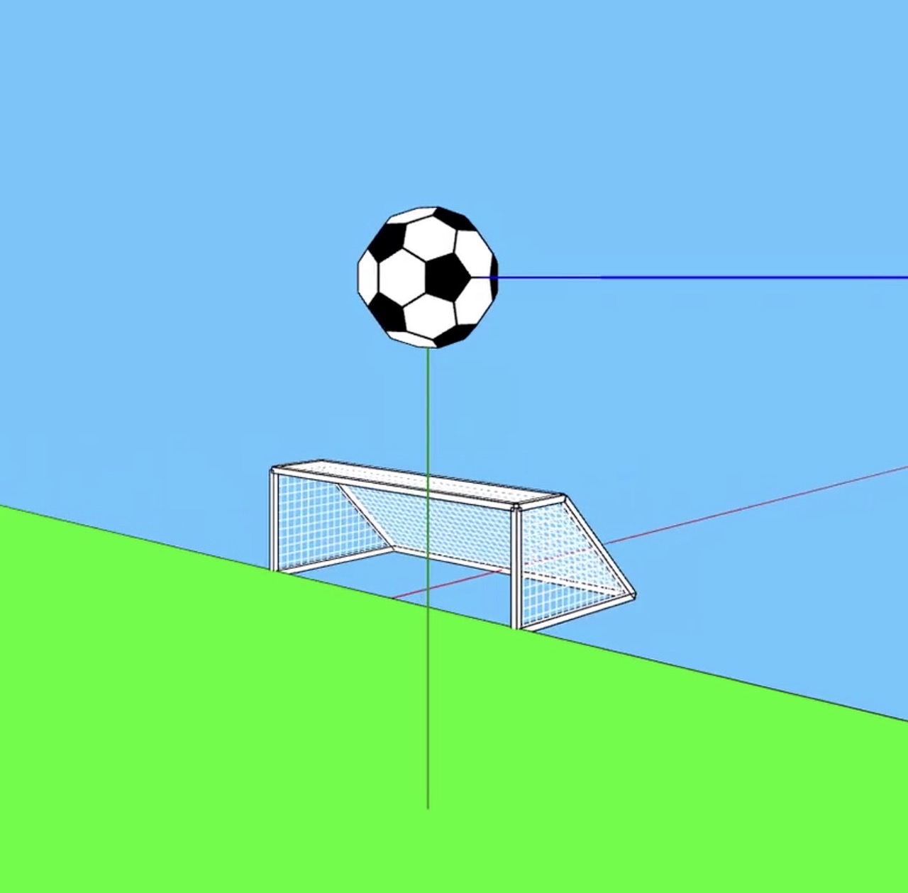 Soccer floating over the court